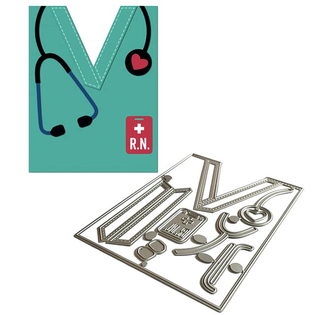 Troqueles metálicos Lottoyday con diseño de ropa de enfermera para scrapbooking