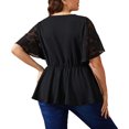 thumbnail image 3 of Kadahis Womens Plus Size Shirts Half Sleeve V Neck Blouses Tunic Tops XL-4XL, 3 of 5