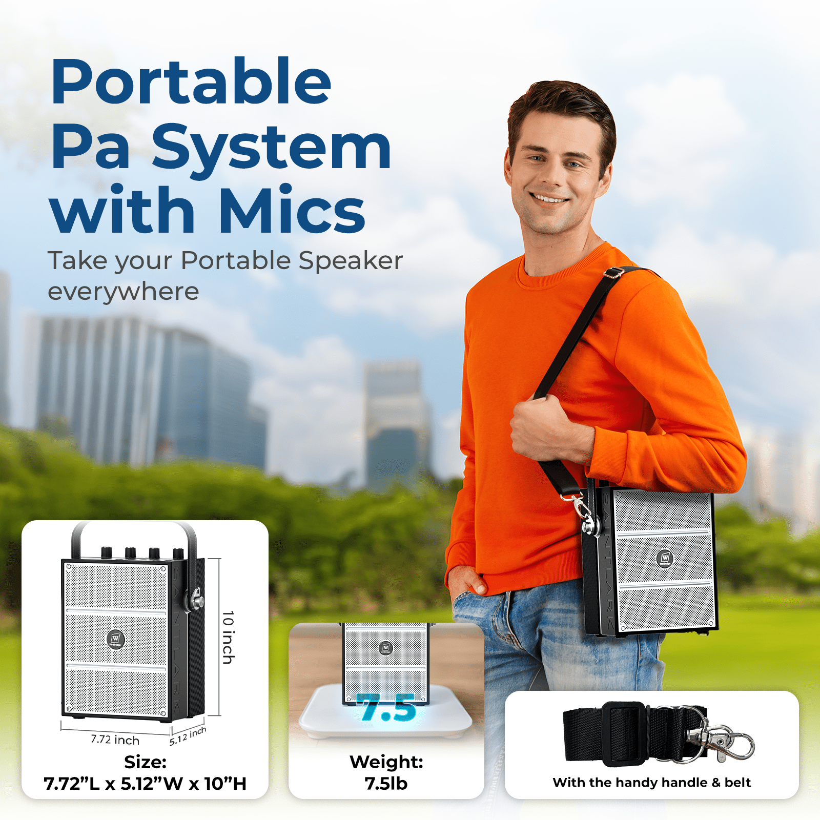 HW HAOWORKS Portable PA System & Karaoke Machine with 2 Wireless Mics, 100W Powerful Pro Sound Bluetooth Party Speaker, Support USB/TF/AUX/Guitar for Outdoor/Home Events - S99