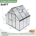 thumbnail image 3 of ALAULM 8x6 ft Outdoor Polycarbonate Greenhouse with Aluminium Frame, Walk-in Greenhouse with Drainage Channel, 2 Adjustable Roof Vents, Lockable Double Doors for Garden Backyard Patio Lawn, 3 of 8