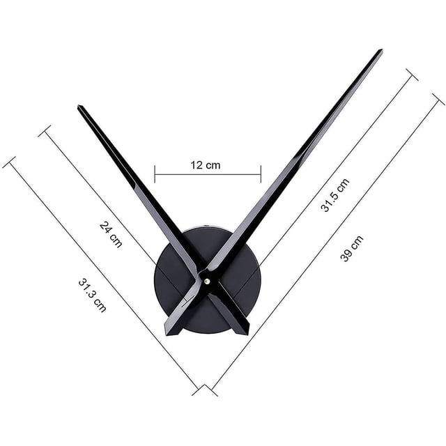Gran reloj de pared negro de una sola aguja sin esfera Mecanismo de movimiento Eje longitudinal alto con agujas de 31,5 cm de largo Sailing Electrónica