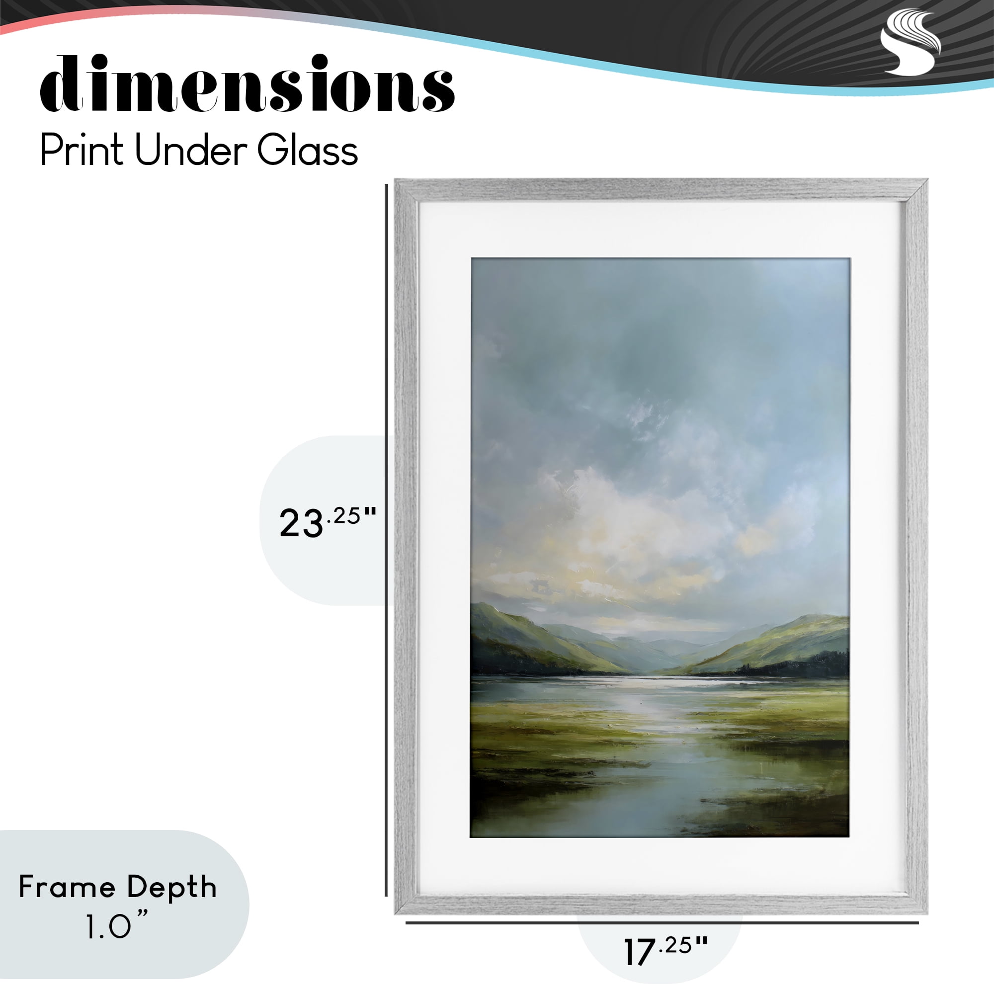 Stupell Industries Here Comes Sun over Valley Gray Framed Print Under Glass, design by Petal Prints Design