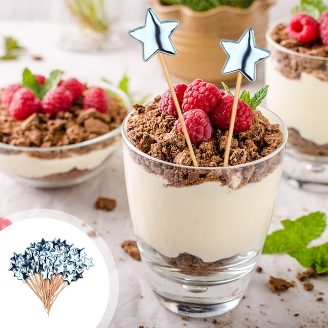 50 PCS Estilo Fiesta Brochetas Estrella Para Copas, Brochetas de Madera para Aperitivos, Adornos de Frutas y Bebidas, Fiesta de Navidad, Brochetas de Jengibre para Fiesta, Decoración de
