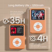 Innioasis Mp3 Player with Bluetooth, 2.4 128GB Portable Mini Digital Music Player with FM Radio Audiobook for Kids (Orange)