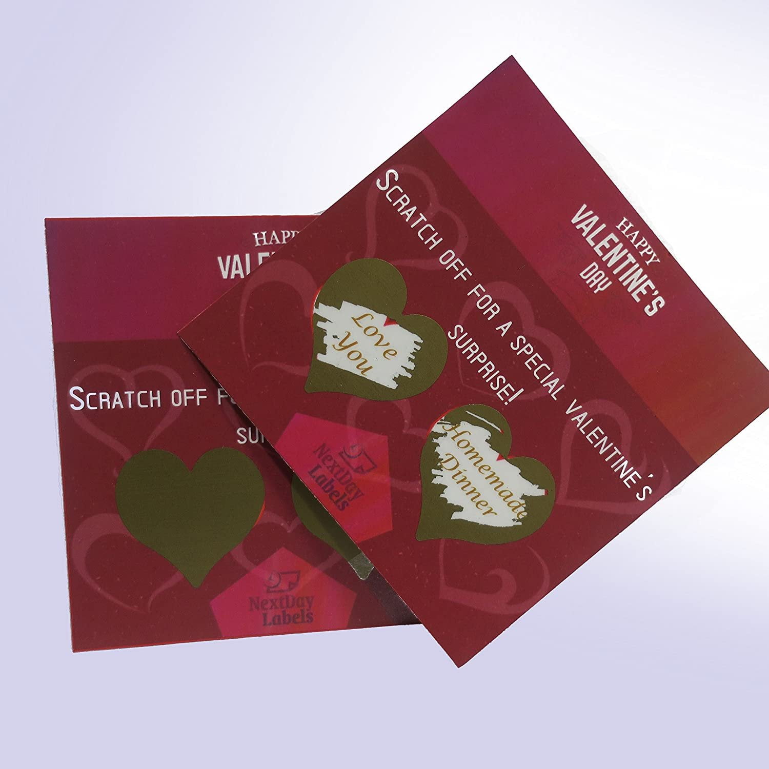 1-1/4 Heart Shape Gold - 500 Scratch Off Labels Stickers, Designed to Create Your own Scratch-Off Cards, Raffles, Promotions, Wedding, Fun, Games etc.
