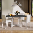 thumbnail image 2 of Harper & Bright Designs Farmhouse Extendable Dining Table Set for 4, Round Dining Table for 4 with Upholstered Chairs, Kitchen Table Set with Removable Leaf for Dining Room, Grey+White, 2 of 18