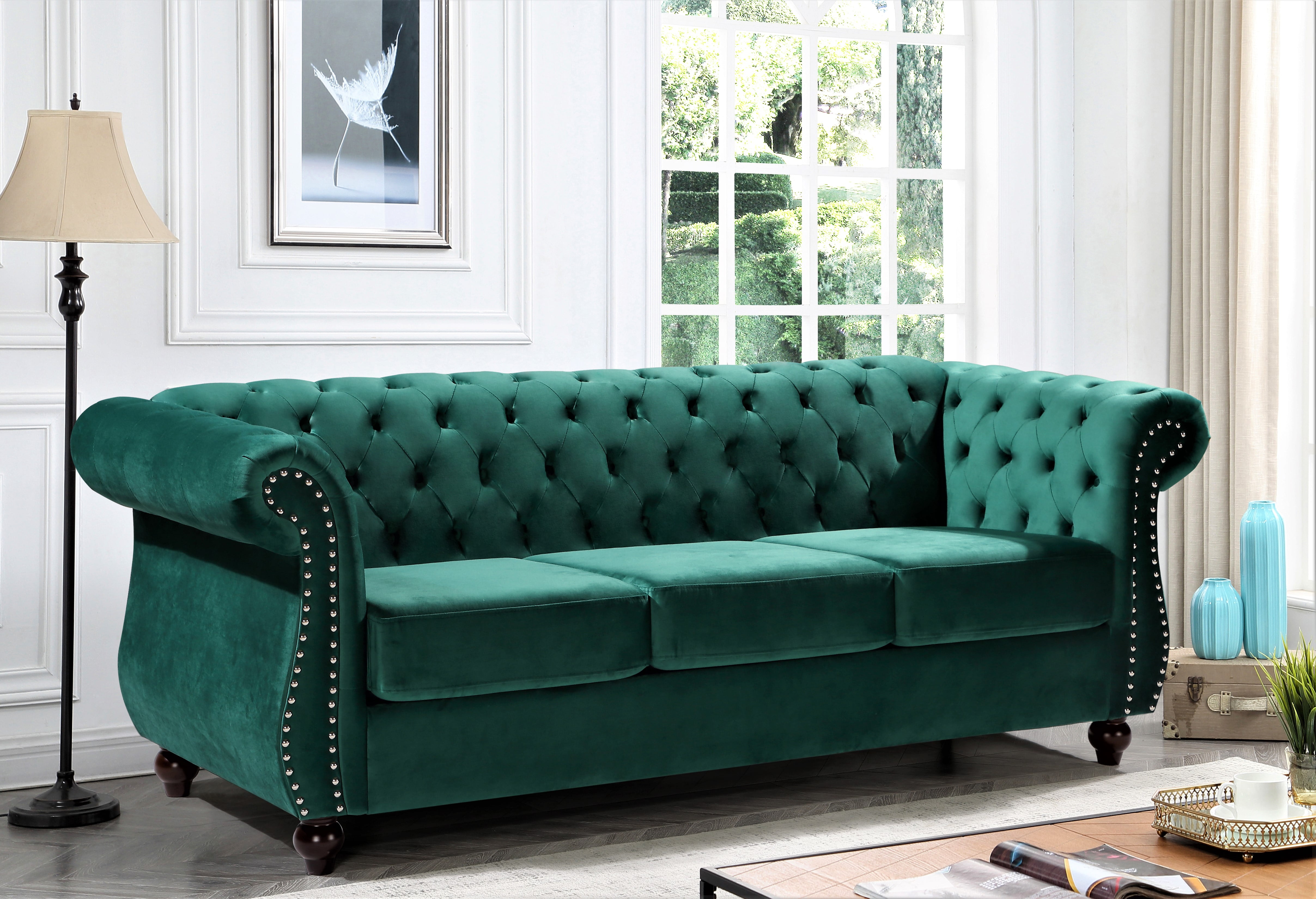 Uspridefurniture Fender 2Pcs Living Room Set, Green Velvet