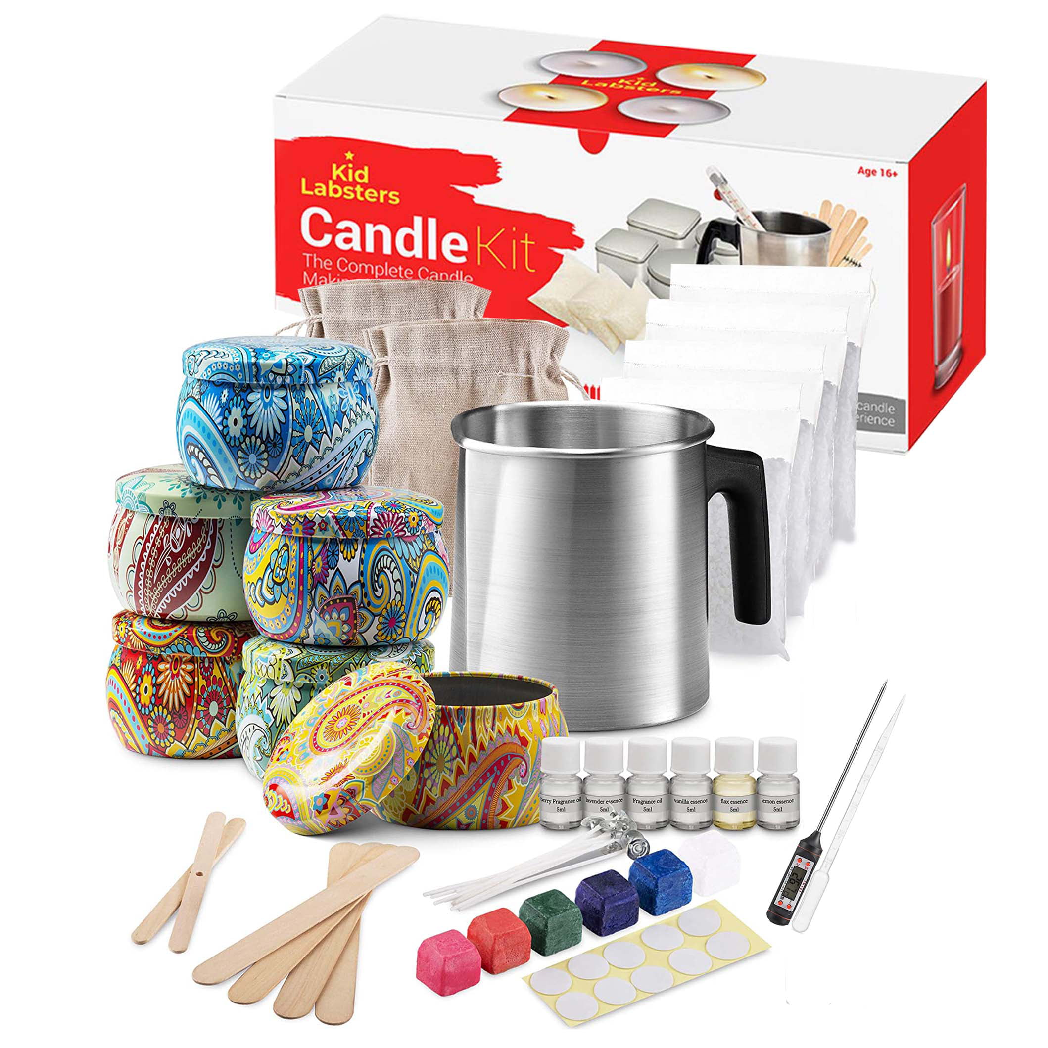 Kid Labsters Complete DIY Candle Making Kit - Beginner Soy Wax  Candle-Making Set for Homemade Scented Candles - Art Supplies for Kids &  Adults 