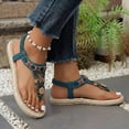 thumbnail image 4 of YgkuHd Women's Casual Flat Sandals Bohemian Style Thong Toe Intricate Floral Embroidery Woven Jute Sole Green,9.5, 4 of 9