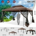 thumbnail image 4 of HOTEEL Pop Up Gazebo, Outdoor Patio Gazebo with Double Tier Vented Roof & Mosquito Netting, 3 Adjustable Heights Instant Canopy Tent for Backyard, Garden, Party and BBQ, Brown, 4 of 12