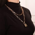thumbnail image 3 of Dainty layered Padlock Necklace with Key Paperclip Link Chain Choker for Women, 3 of 12