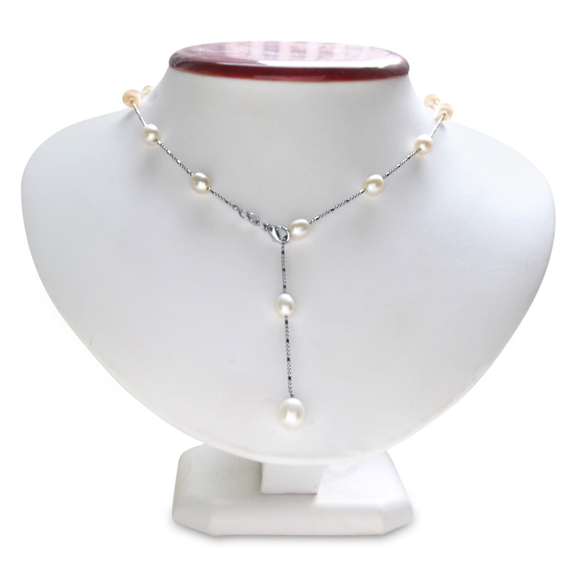 SuperJeweler Freshwater Pearls The Yard Necklace, Tin Cup Style, 18 inches for Women