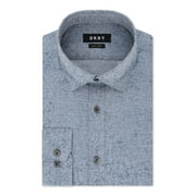 DKNY Mens Blue Patterned Collared Classic Fit Dress Shirt S 14.5- 32/33
