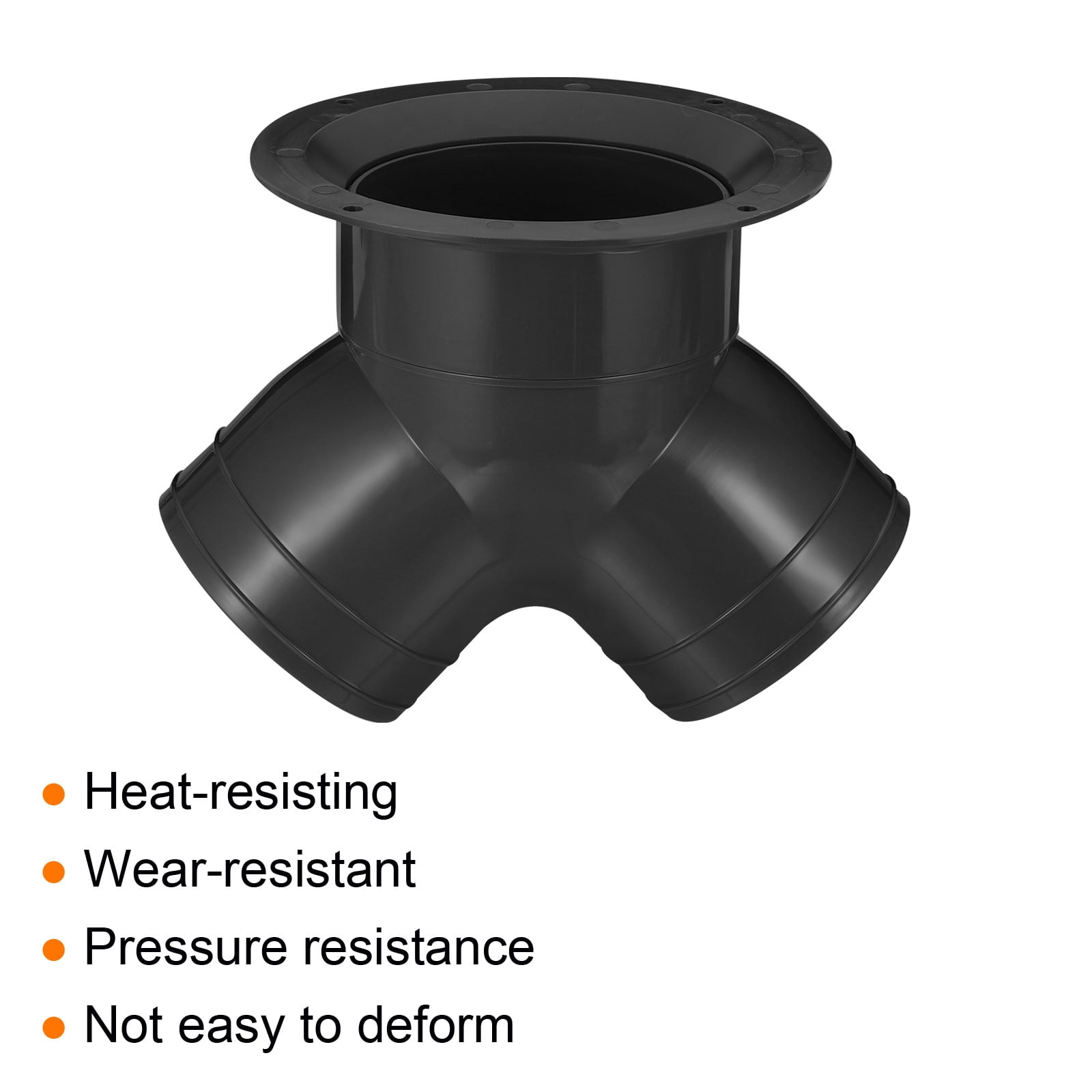 Uxcell 3"x3"x4" Y Reducer Connector 3 Way Duct Splitter Exhaust Pipe Adapter with Flange Black