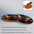 thumbnail image 4 of Butterfly Set of 6 Microfiber Leather Round Coasters, 11x11 cm/4.3x4.3 in Drink Coasters - Absorbent Cup Mats for Table, Bar, Home - Black Coaster Set, 4 of 6