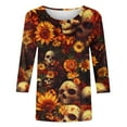 thumbnail image 5 of Xdegoge Dia De Los Muertos Shirt Women Day of The Dead Shirts Mexico Skeleton 3/4 Sleeve Tops Plus Size Mexican Skull Tequila T Shirt Vintage Holiday Party Blouses Tequila Costume Crew Neck Tshirts, 5 of 5