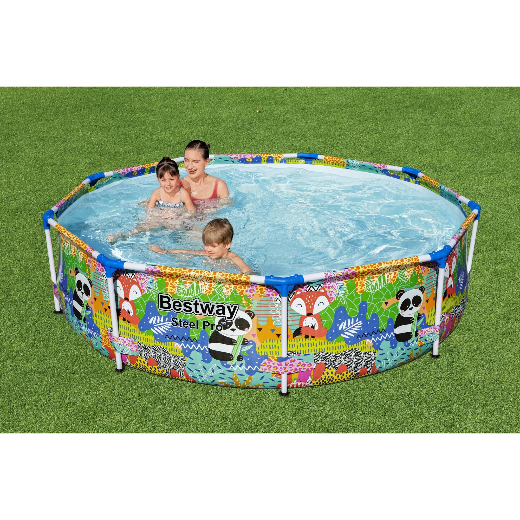 Bestway Steel Pro 9' x 26" Above Ground Round Outdoor Swimming Pool, Panda Print