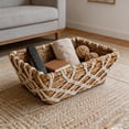thumbnail image 4 of HOMETRENDS Medium Size Rush and Woven Cotton Rope Cross Macrame Decor Basket, 4 of 6