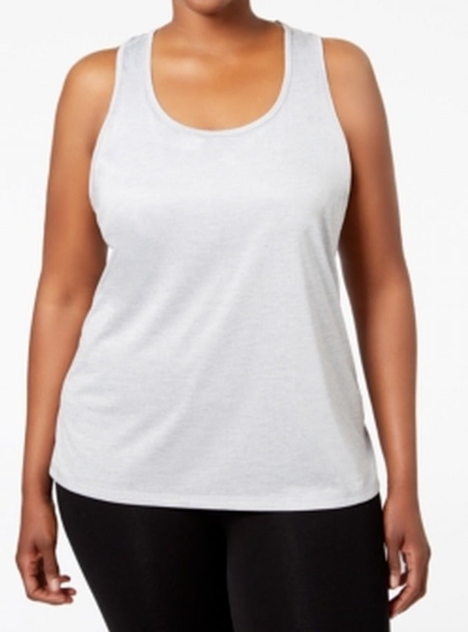 NEW Ideology Plus Size Metallic Bridal Part Charcoal Heather Gray Tank Top