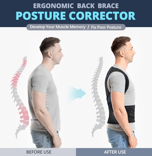 TYPPKMM Posture Corrector Lumbar Support Back Brace, Black, One Size