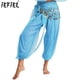 thumbnail image 2 of Pantalones bombachos con capa de lentejuelas para mujer, pantalones bombachos y bufanda con cordones en la cadera, traje de danza del vientre, pantalones con cintura elástica, disfraz de Halloween, 2 of 5