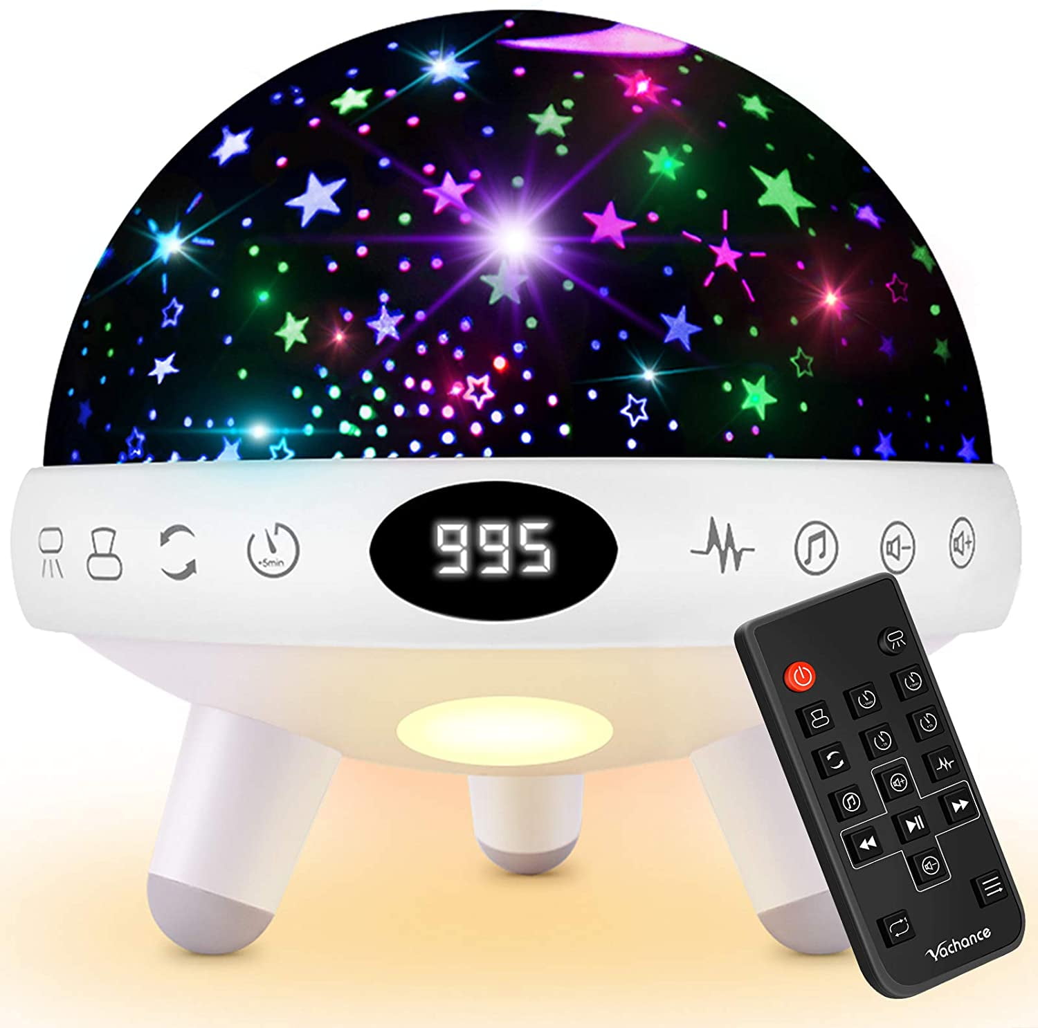 Star Projector Night Light Baby Rotating with Music White Noise Sound 