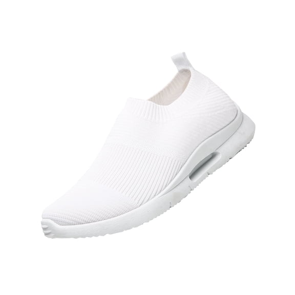 DLWKIPV Knit Slip-On Walking Shoes, Breathable Lightweight Casual Sneakers, Non-Slip Comfort Shoes for All-Day Wear