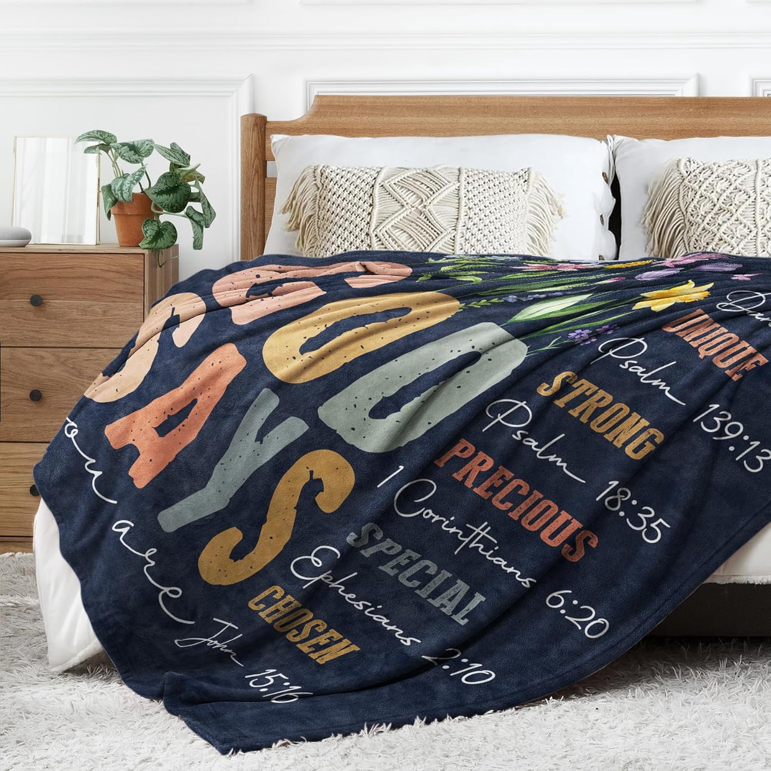 Christian Gifts for Women Birthday - Inspirational Floral Throw, Religious Birthday Gifts, Christian Blanket for Mom, Sisters, Friends, Girl, Baptism & Confirmation, Spiritual Gift for Her