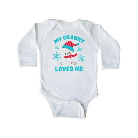 

Inktastic Polar Bear My Granny Loves Me in Santa Hat with Snowflakes Gift Baby Boy or Baby Girl Long Sleeve Bodysuit