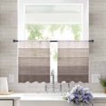 thumbnail image 3 of Brown Beige Ombre Semi Sheer Curtains 54 Inch Length 2 Panels Set, Farmhouse Vintage Wooden Striped Sheer Kitchen Curtain Privacy Voile Window Curtain for Living Room Bedroom Rod Pocket Drapes, 3 of 7