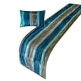 thumbnail image 4 of The HomeCentric King / Queen / Twin Blue Decorative Bed Runner King 90"x18" Bed Runner WITH One Pillow Cover, Ombre, Crushed Velvet Bed Scarf on Velvet fabric - Cerulean Ombre, 4 of 5