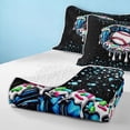 thumbnail image 4 of Manfei Kawaii Baseball Quilt King, Cute Sports King Coverlet Set, Black Cyan White, Black Reversible 3-Piece, 1 Bedspread and 2 Pillowcases, 4 of 7