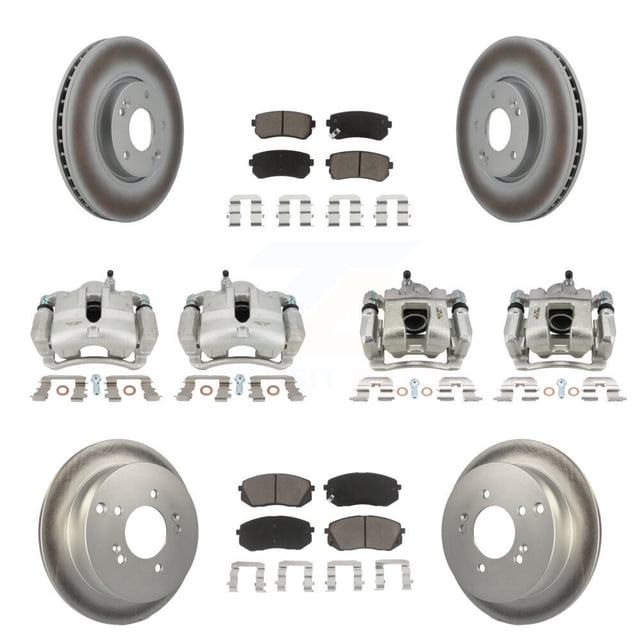 Transit Auto Front Rear Disc Brake Caliper Coated Rotors and Ceramic Pads Kit (10Pc) for Car 2016 Kia Sportage AWD with 2.4L From 12 10 15 KCG-100867C