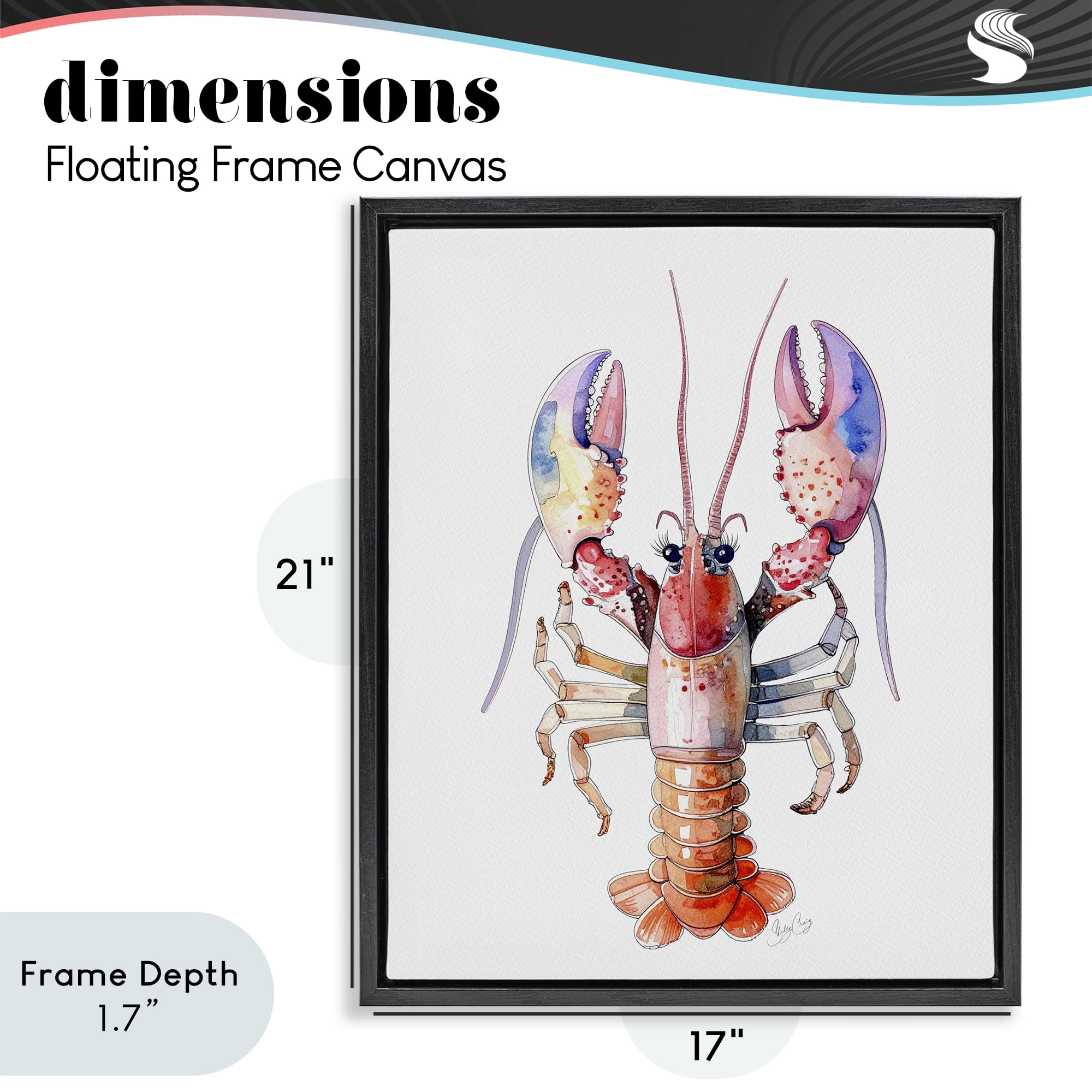 Stupell Industries Coral Claw Lobster Black Framed Floater Canvas Wall Art, design by Shelly Craig