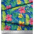thumbnail image 2 of Soimoi Blue Rayon Fabric Leaves & Floral Print Fabric by Yard 42 Inch Wide, 2 of 3