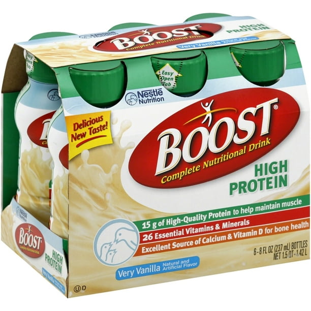 BOOST High Protein Nutritional Energy Drinks, Vanilla 8 oz, 6 ea (Pack