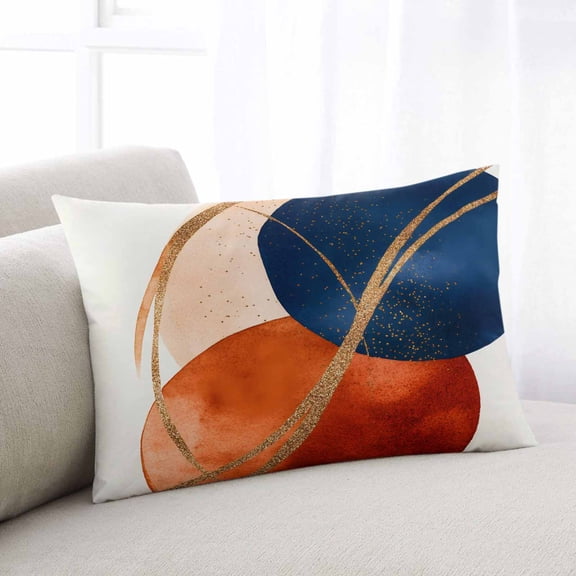 Navy Blue Burnt Orange Throw Pillow Covers, Geometric Modern Boho Art Soft Breathable Pillow Cases with Invisible Zipper for Sleeping, Queen Size Pillowcases for Couch Bed Sofa Chair 20x30 Inches