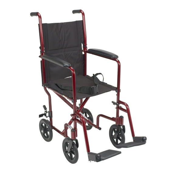 Drive Medical Aluminum Transport 17 Inch Comfort Seat Wide Wheelchair