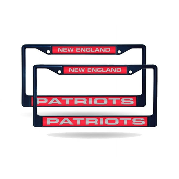New England Football Patriots (Set of 2) Navy Painted Metal Laser Cut License Plate Frames