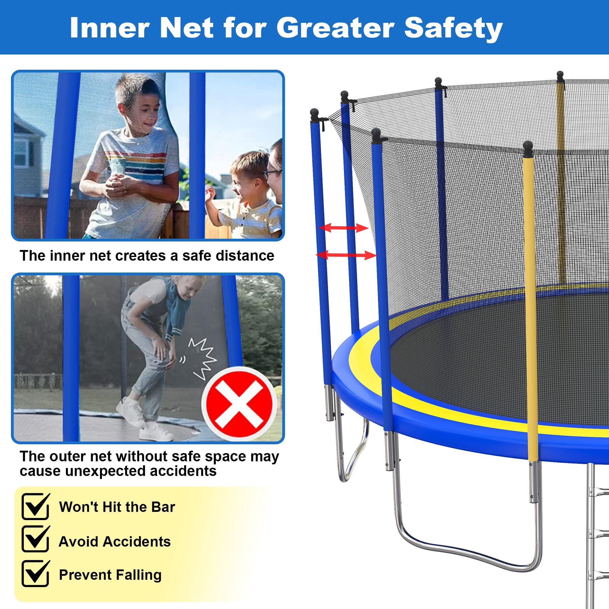 16ft Trampoline for Kids with Basketball Hoop and LED Lights, SEGMART Upgraded Kids Outdoor Trampoline with Enclosure Net and Ladder, Heavy Duty Recreational Trampoline for Indoor Outdoor Backyard
