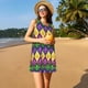 thumbnail image 3 of Easygdp Mardi Gras4 para Vestido Transpirable de Mujer, Vestido Suelto de Manga Corta con Pliegues y Bolsillos para el Verano, 3 of 7