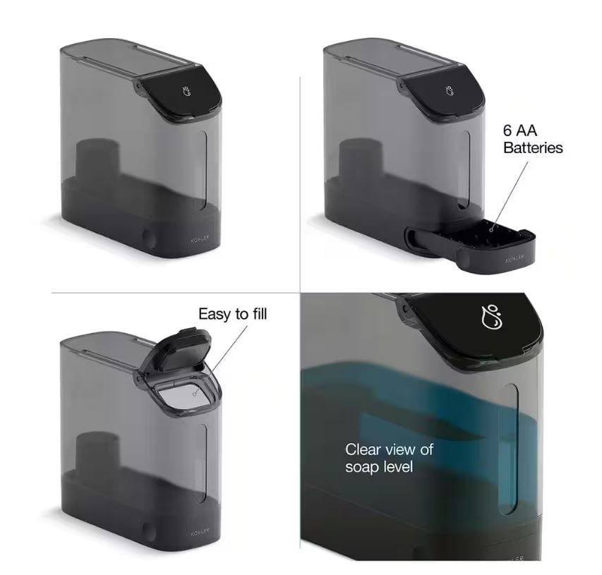 KOHLER Safia 1-Handle Pull Down Sprayer Kitchen Faucet with Integrated Soap Dispenser in Matte Black