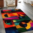 thumbnail image 3 of Abstract Face Washable Area Rugs 2.7'x5', Colorful Boho Modern Geometric Splicing Low Pile Throw Living Room Rug Non-Slip Sturdy Edge Binding Carpet for Indoor Entryway Bedside Kitchen, 3 of 9
