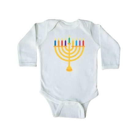 

Inktastic Hanukkah Menorah Candles Gift Baby Boy or Baby Girl Long Sleeve Bodysuit