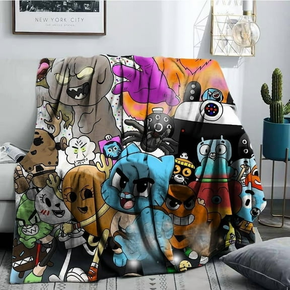 The Amazing World of Gumball Cute Fleece Blanket for Bed,Sofa-Cartoon Plush Throw Blanket Lightweight Blanket
