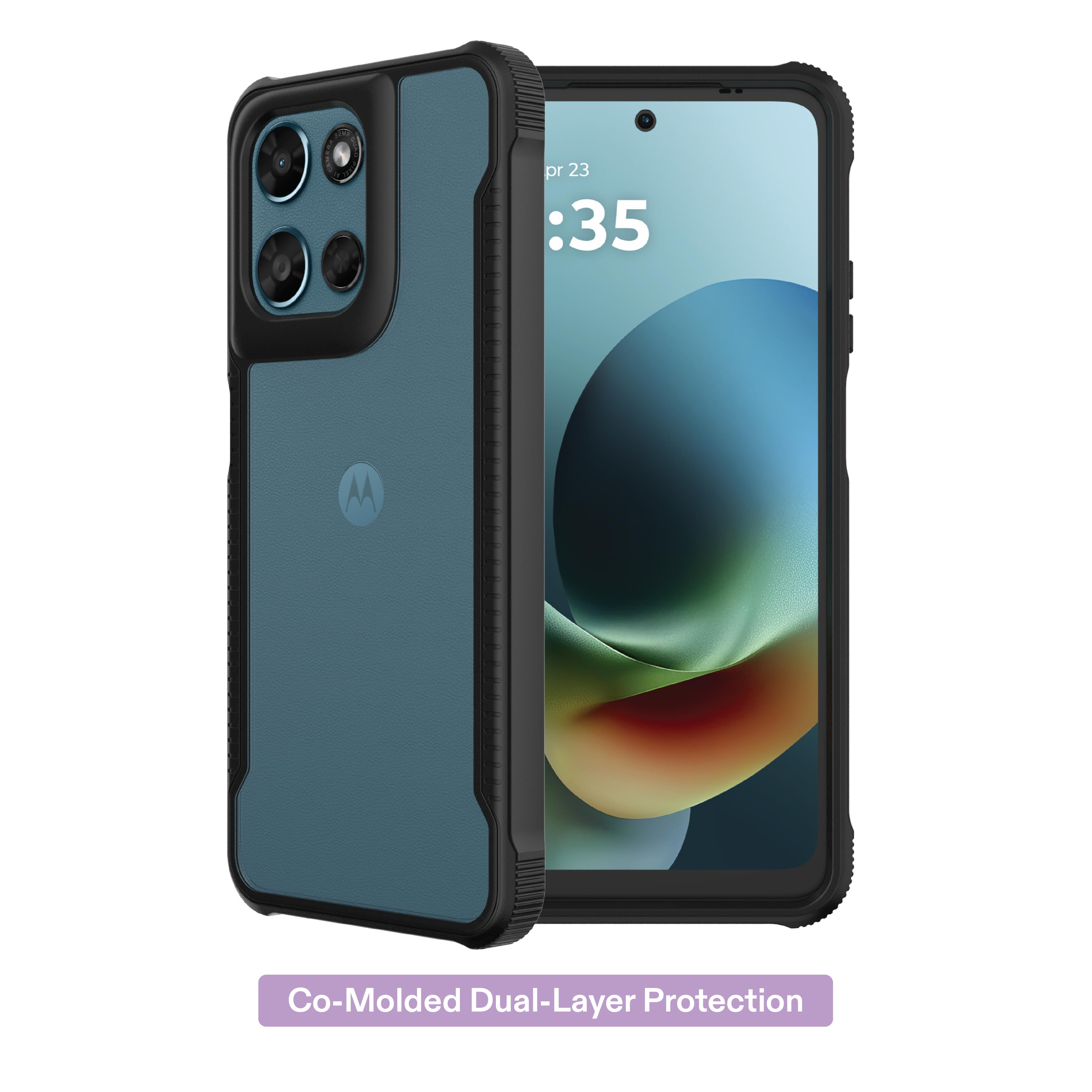 onn Dual-Layer Phone Case for Motorola moto g PLAY (2026) - Black/Clear