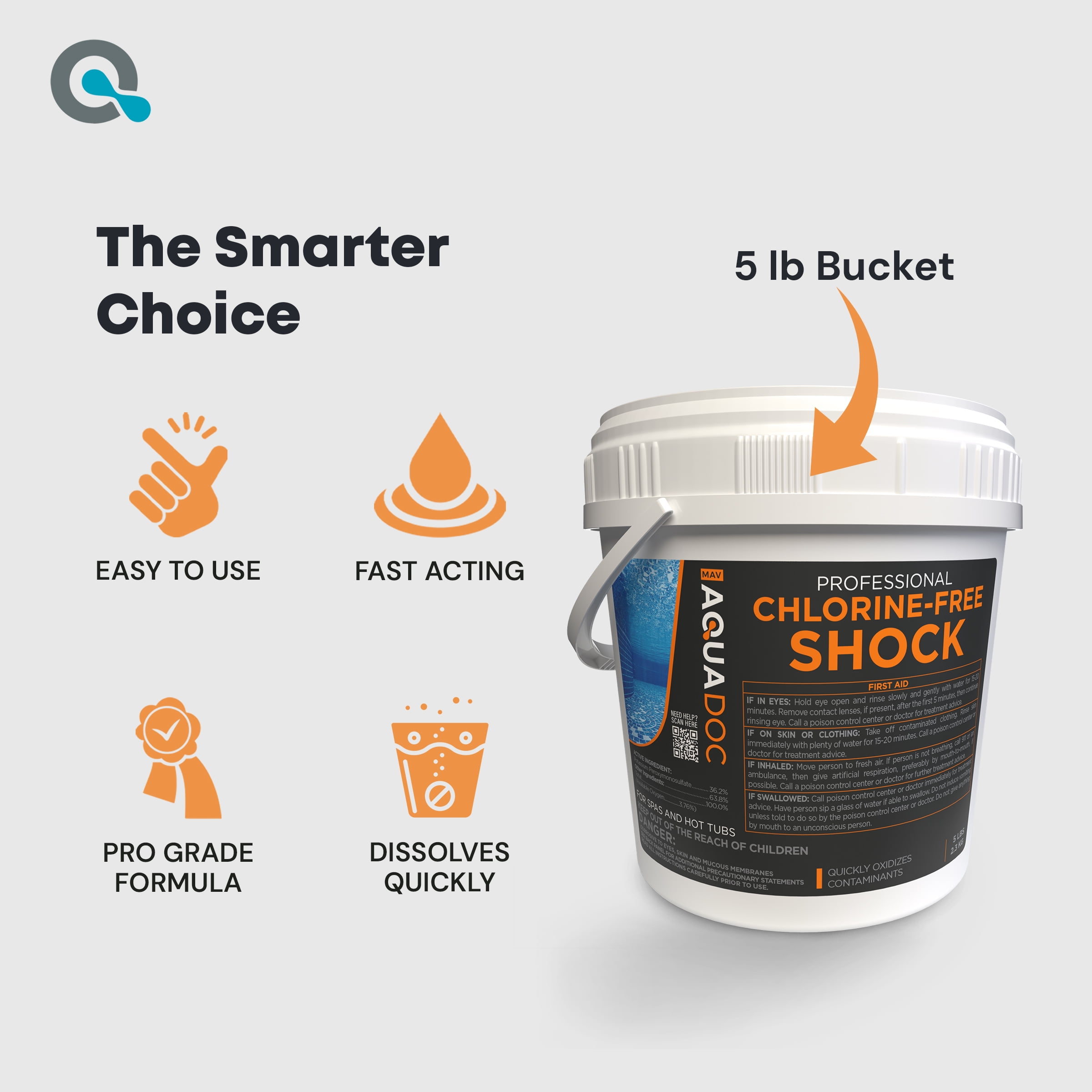 AquaDoc Non-Chlorine Spa Shock - Chlorine-Free Hot Tub Treatment & Oxidizer - 5lbs