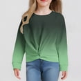 thumbnail image 2 of YLSDY Fashion Girls Casual Twist Front Lightweight Sweatshirt Gradient Tie Dye Printed Long Sleeve Crop Tops Pullover Green 7 Years, 2 of 6