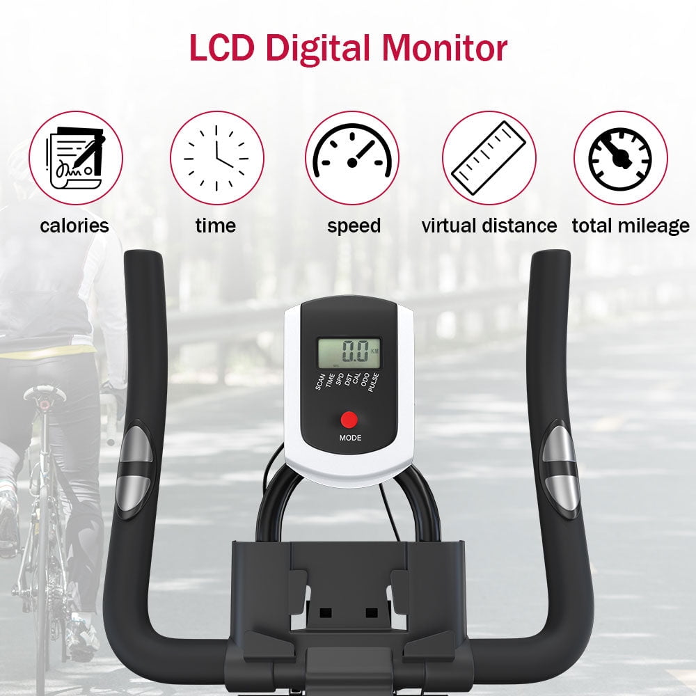 Evitormill Stationary Exercise Bike, Indoor Cycling Bike with LCD Monitor Max Weight 265 Lbs