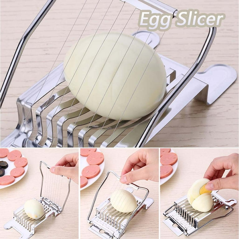 Egg Slicer for Hard Boiled Eggs, Stainless Steel Egg Slicer-Heavy Duty, Multipurpose 304 Stainless Steel Wire Egg Slicer for Hard Boiled Eggs